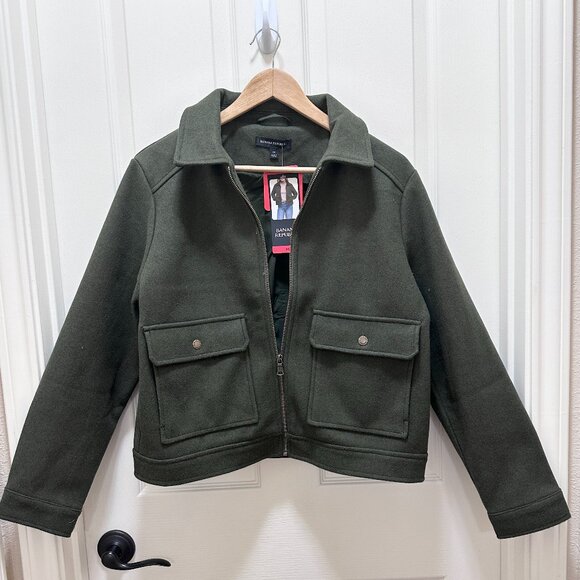 Banana Republic Women's Jacket Size M Dark Green Soft Brushed Fabric Casual NEW - Picture 11 of 16